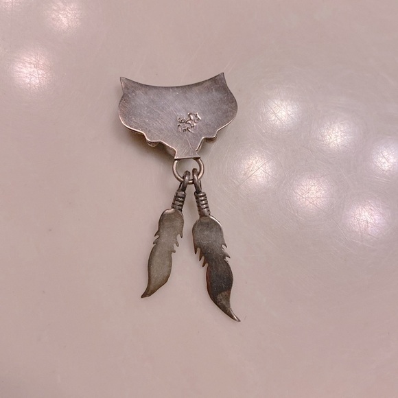 Vintage Navajo dangling feathers slide pendant - Picture 3 of 4